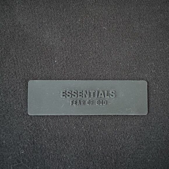 Fear of God Essentials Sweatshirt Mens Medium Black Crew Logo Patch Oversized - Picture 5 of 11